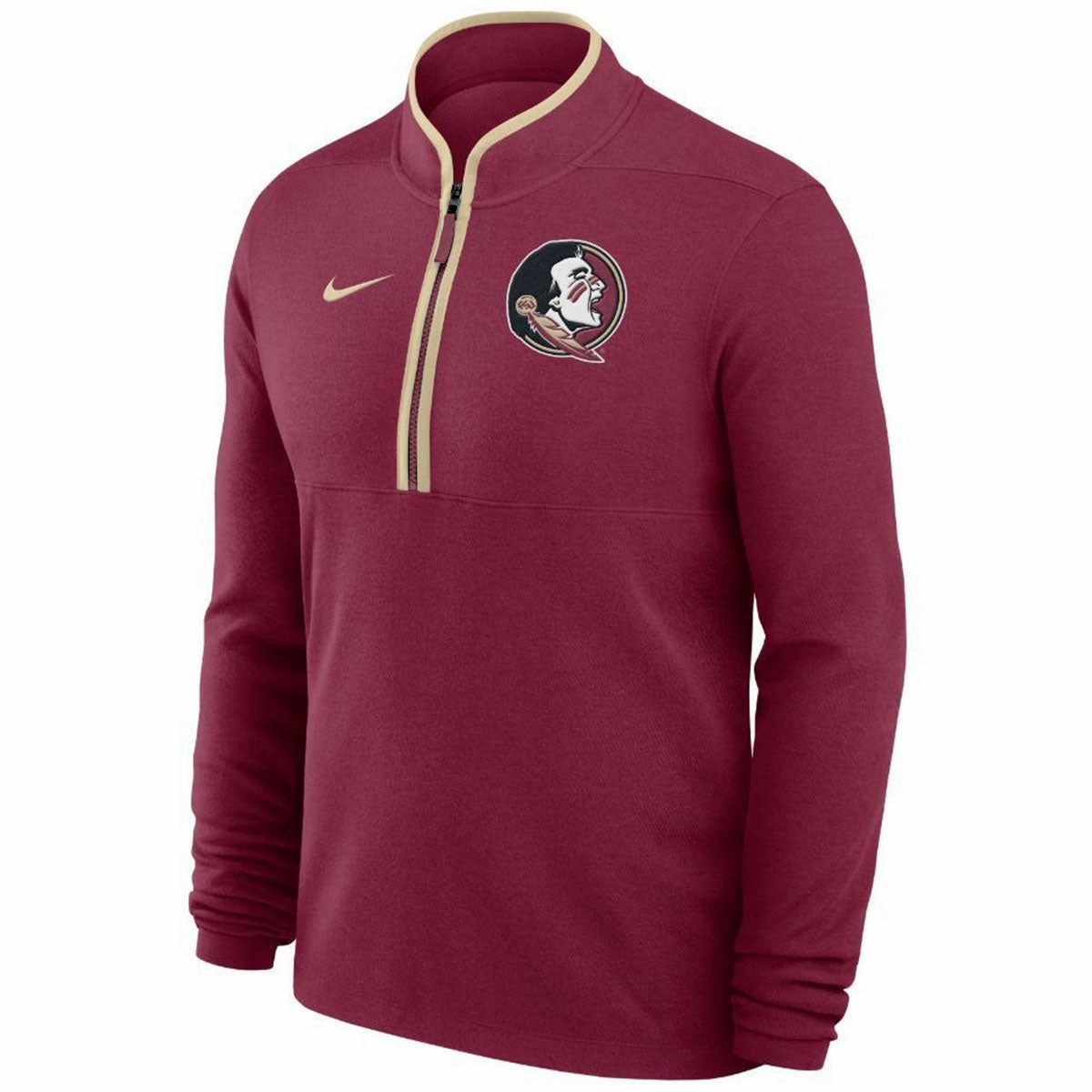 Nike Men's Seminole Logo Lightweight Victory Half-Zip - Garnet Asymmetric Hemline