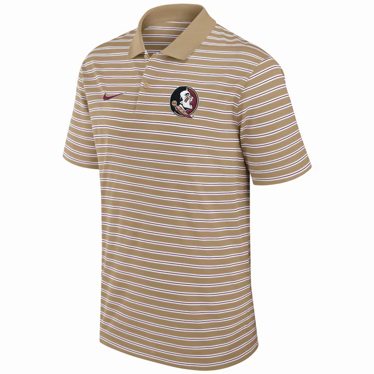 Nike Men's Seminole Logo Striped Polo - Beige hypoallergenic