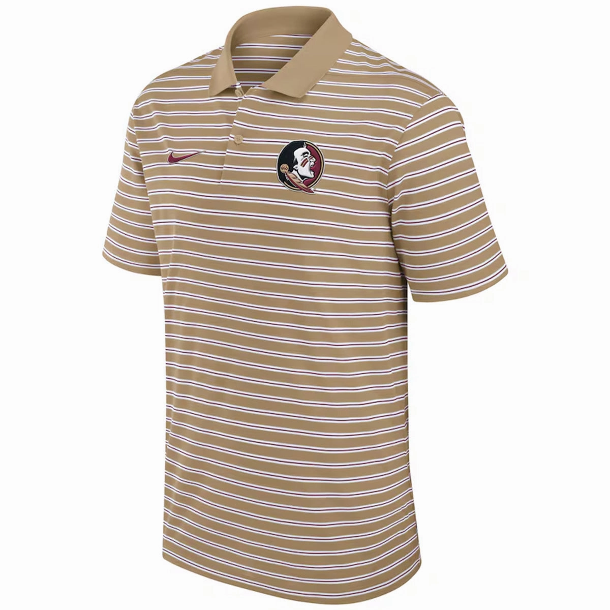 Trendy Fashion Textured Finish Nike Men's Seminole Logo Striped Polo - Beige