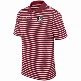 Petite Fit Nike Men's Seminole Logo Striped Polo - Garnet/Gold/White