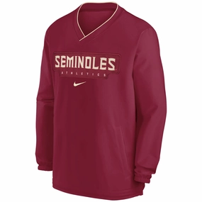 Compression Panels Nike Men's Seminoles Athletics V-neck Pullover Windshirt - Garnet