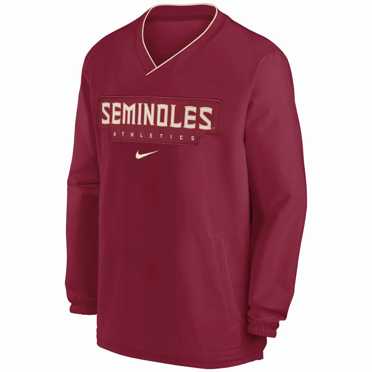 Compression Panels Nike Men's Seminoles Athletics V-neck Pullover Windshirt - Garnet