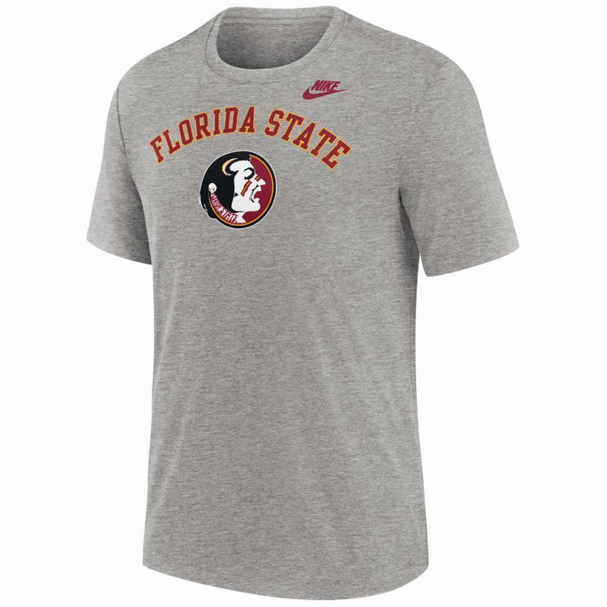 Nike Men's Vault Arch Florida State/Seminole Logo Legacy Short Sleeve Tri-blend T-shirt - Dark Grey High Durability Weave Simple Comfort Wear