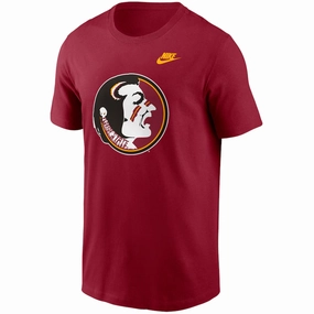 DoubleLayeredCollar Nike Men's Vault Seminole Logo Legacy Cotton Short Sleeve T-shirt - Crimson