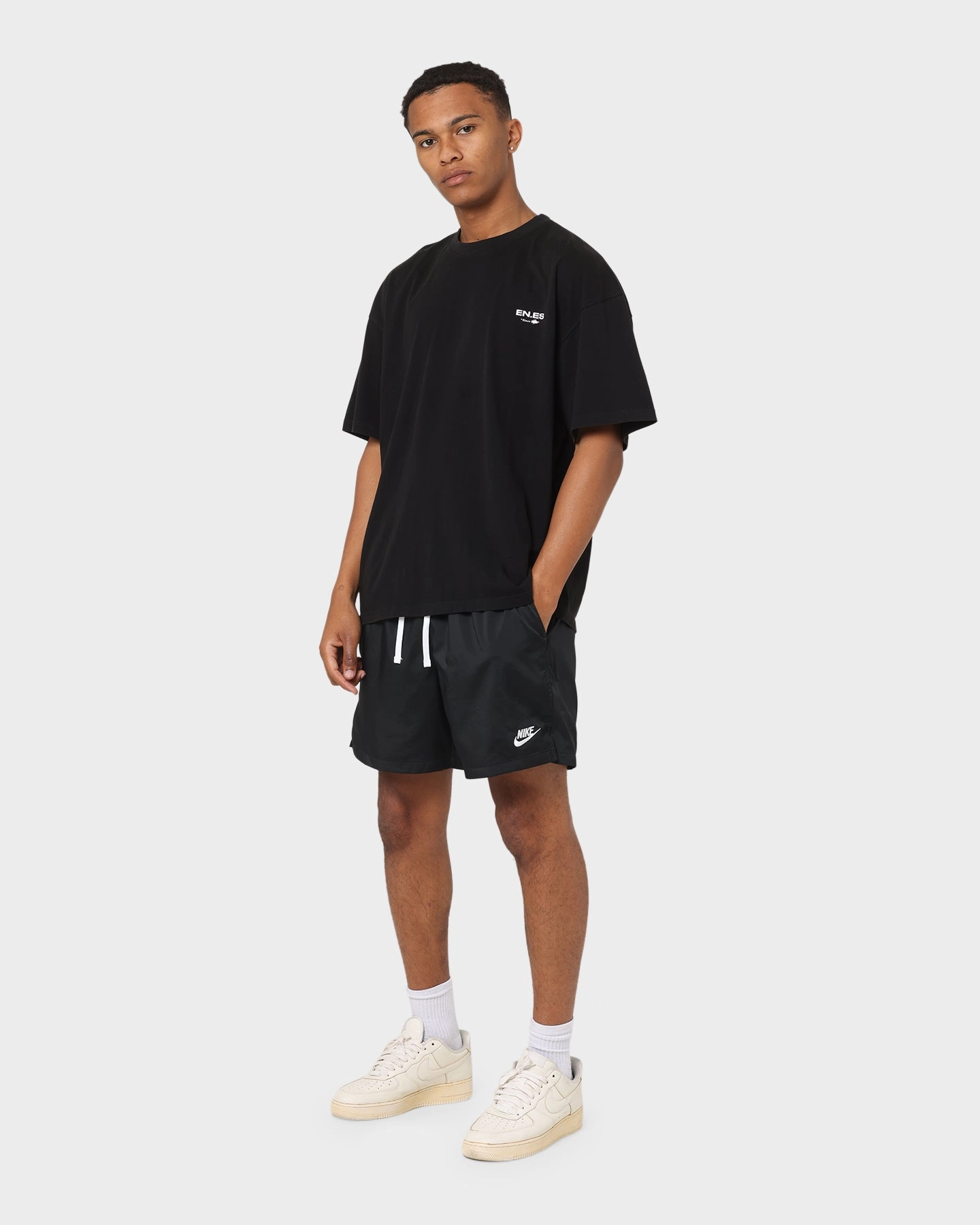 Nike Nike Sportswear Woven Lined Shorts Black/White Non Restrictive Waistband