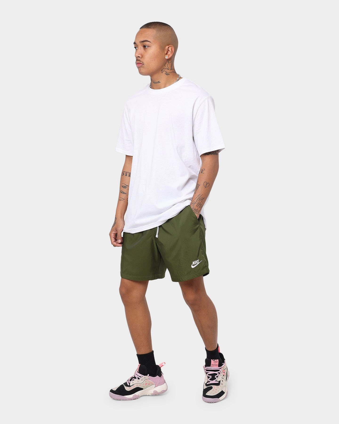 Nike Nike Sportswear Woven Lined Shorts Rough Green/White Frictionless Movement