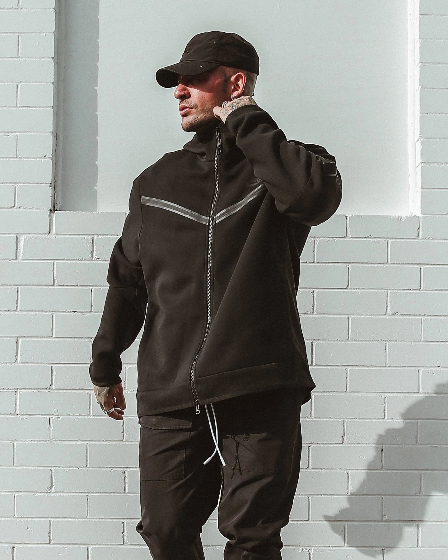 Ergonomic Stitching Nike NSW Tech Fleece Hoodie Full Zip Black/Black