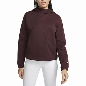 Ripstop Fabric Technology Nike Repel Golf Jacket Burgundy Crush/Light Bone - FW22 Women