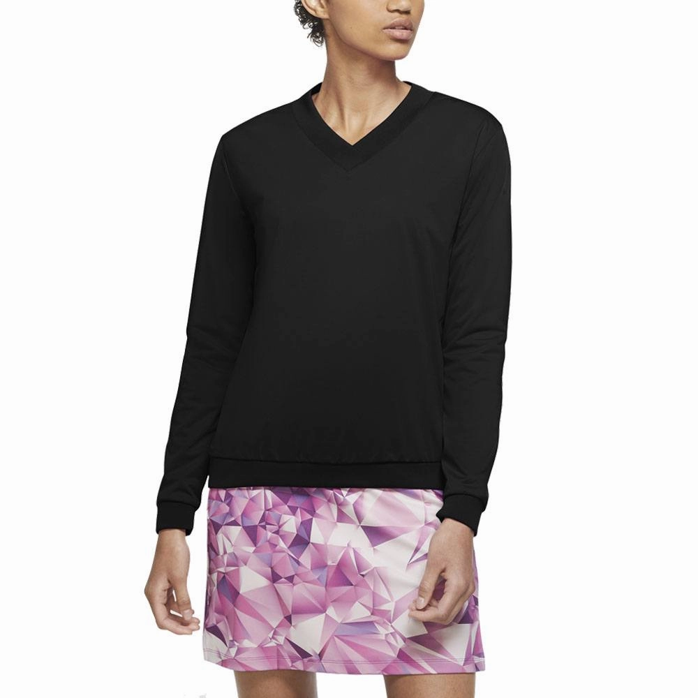 Travel Commuter Layer Pattern Print Nike Shield Fairway Windshirt Golf Sweater Black - FW20 Women