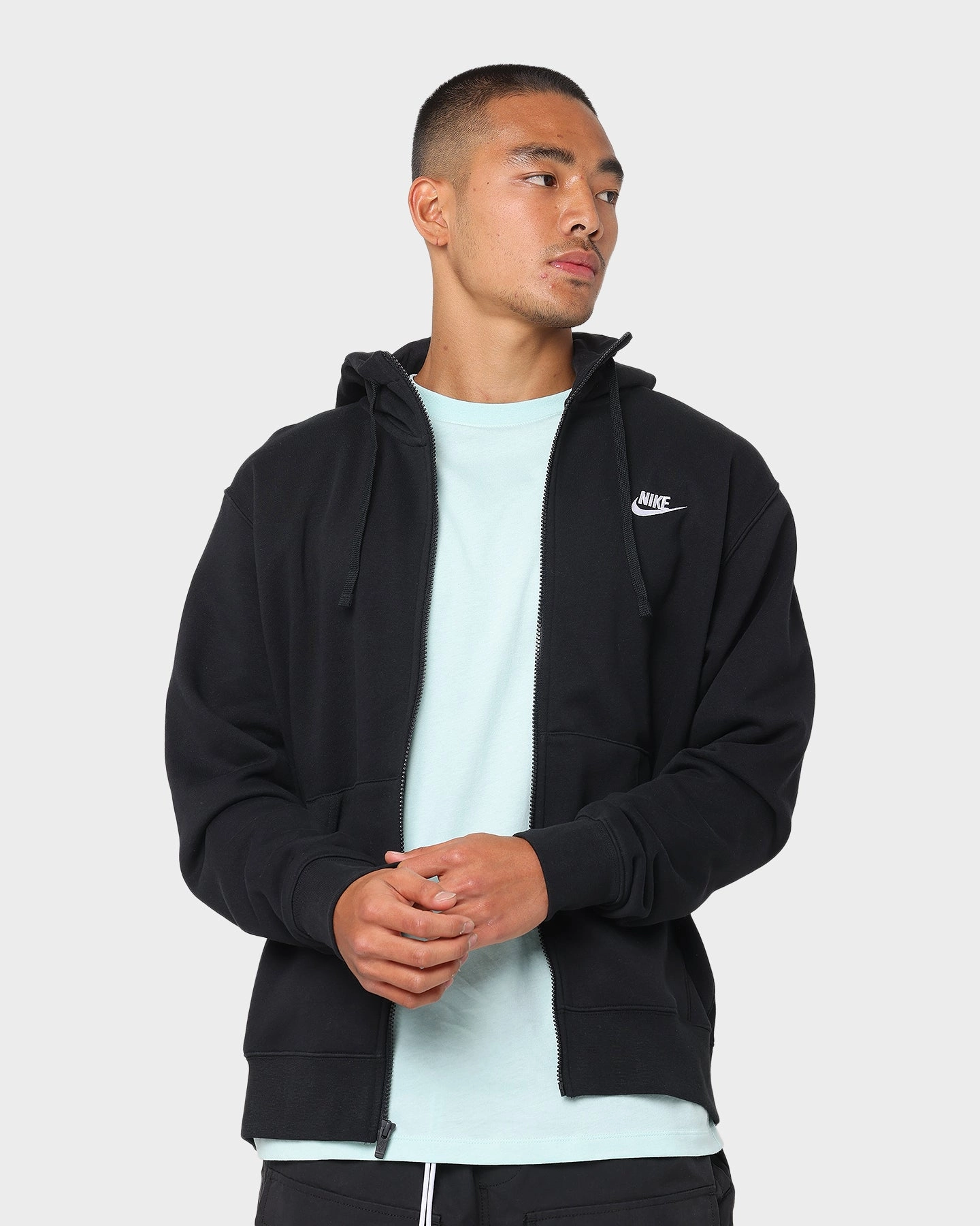 Nike Sportswear Club Front Zip Hoodie Black/Black/White challenge