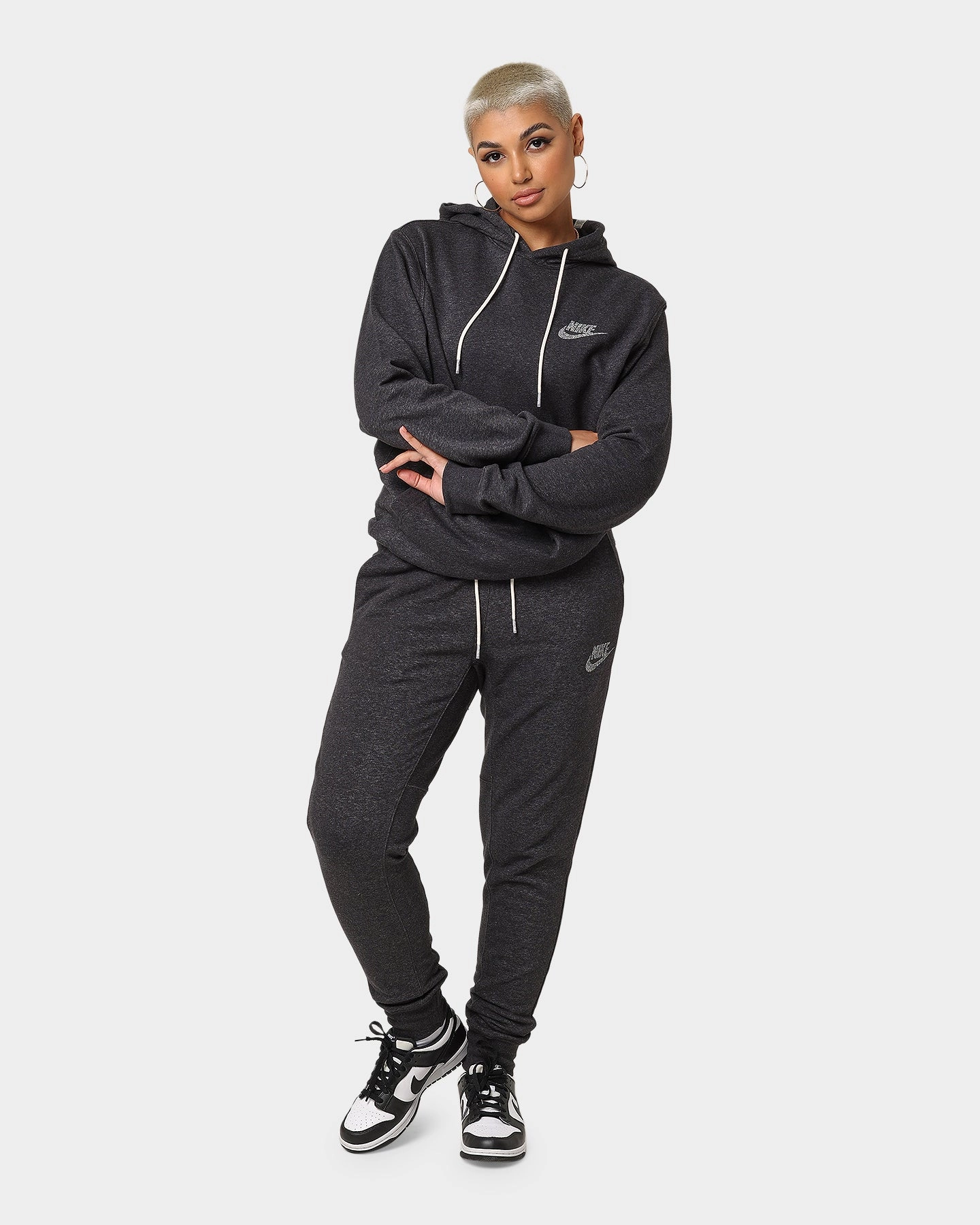 detachable sleeves Nike Sportswear Fleece Pullover Hoodie Black/White