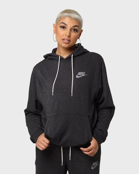 Nike Sportswear Fleece Pullover Hoodie Black/White Warm and Cozy waist length