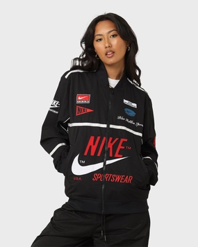 Nike Sportswear Mercato Woven Bomber Jacket Black/White/University Red Program Quick Layering