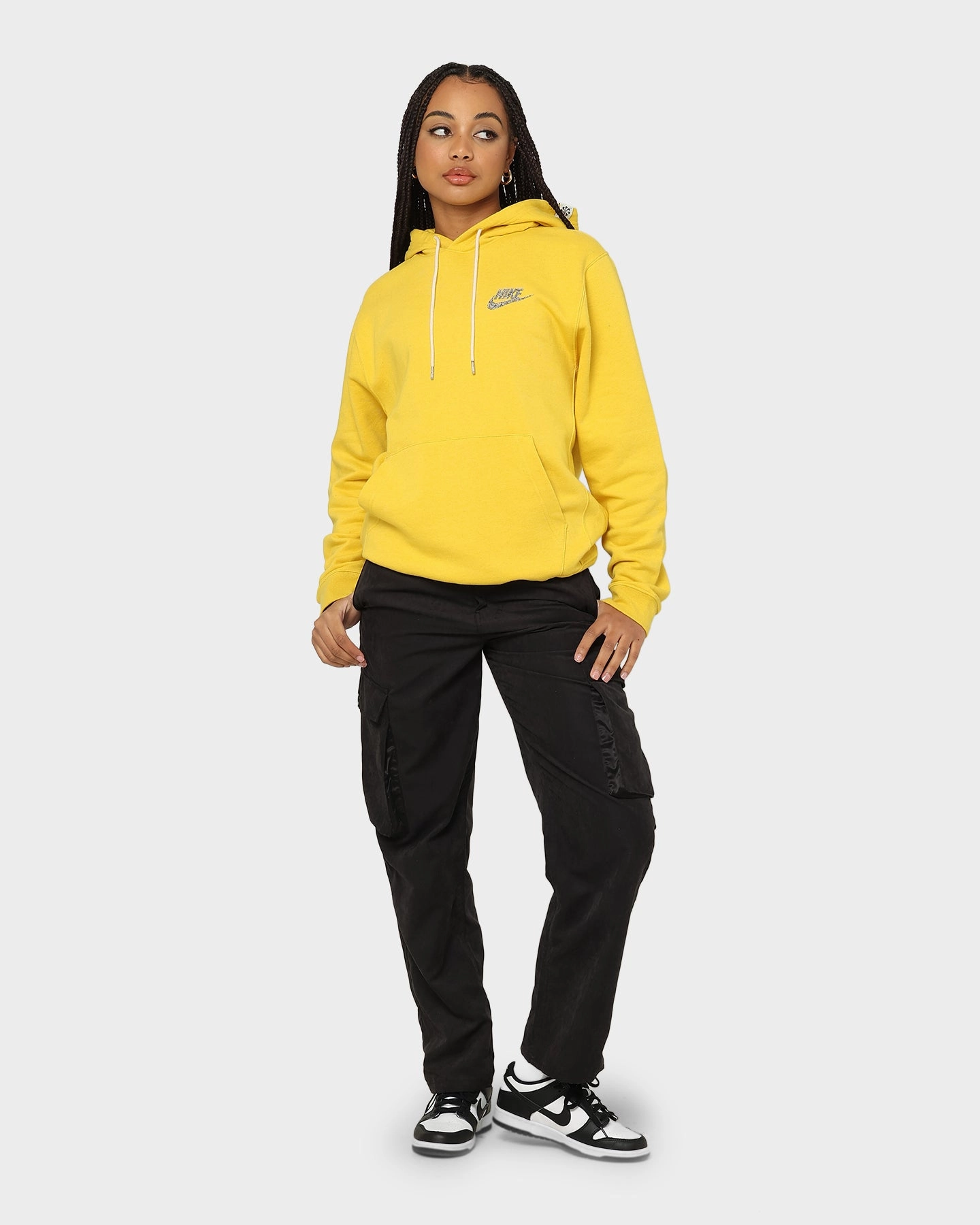 Mask Nike Sportswear Revival Fleece Pull Over Hoodie Vivid Sulfur/White