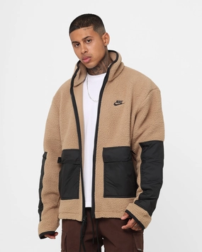 Nike Sportswear Sherpa Jacket Dark Driftwood/Black Patch FlexibleMovement