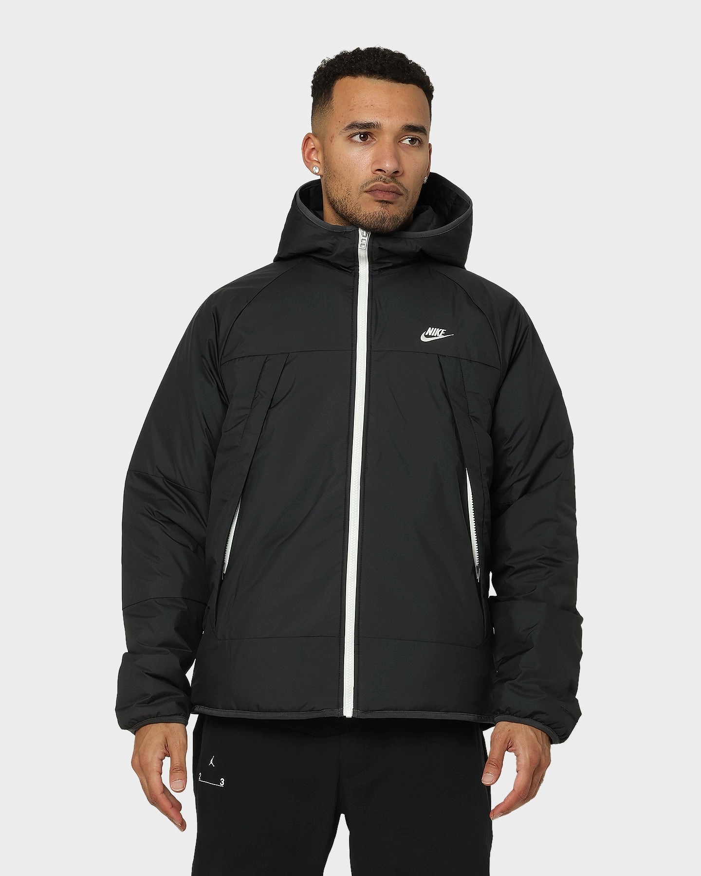 Nike Sportswear Therma-FIT Legacy Reversible Hooded Jacket Black/Dark Smoke Prayer Abrasion Resistant Finish