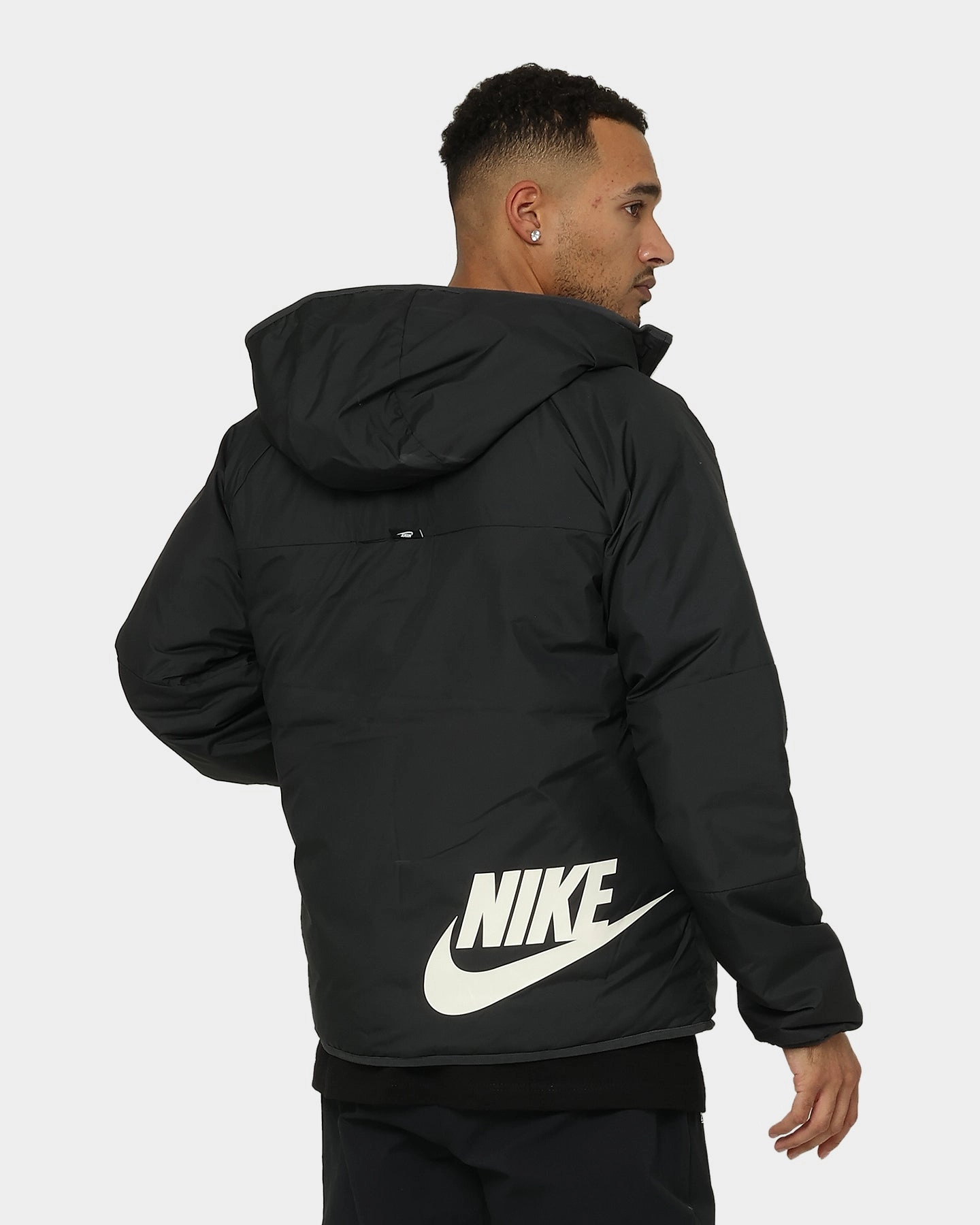 Nike Sportswear Therma-FIT Legacy Reversible Hooded Jacket Black/Dark Smoke Puncture Resistant Material Rain Safe