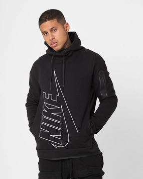 WindproofConstruction Nike Tech Fleece Graphic Pullover Hoodie Black/Black