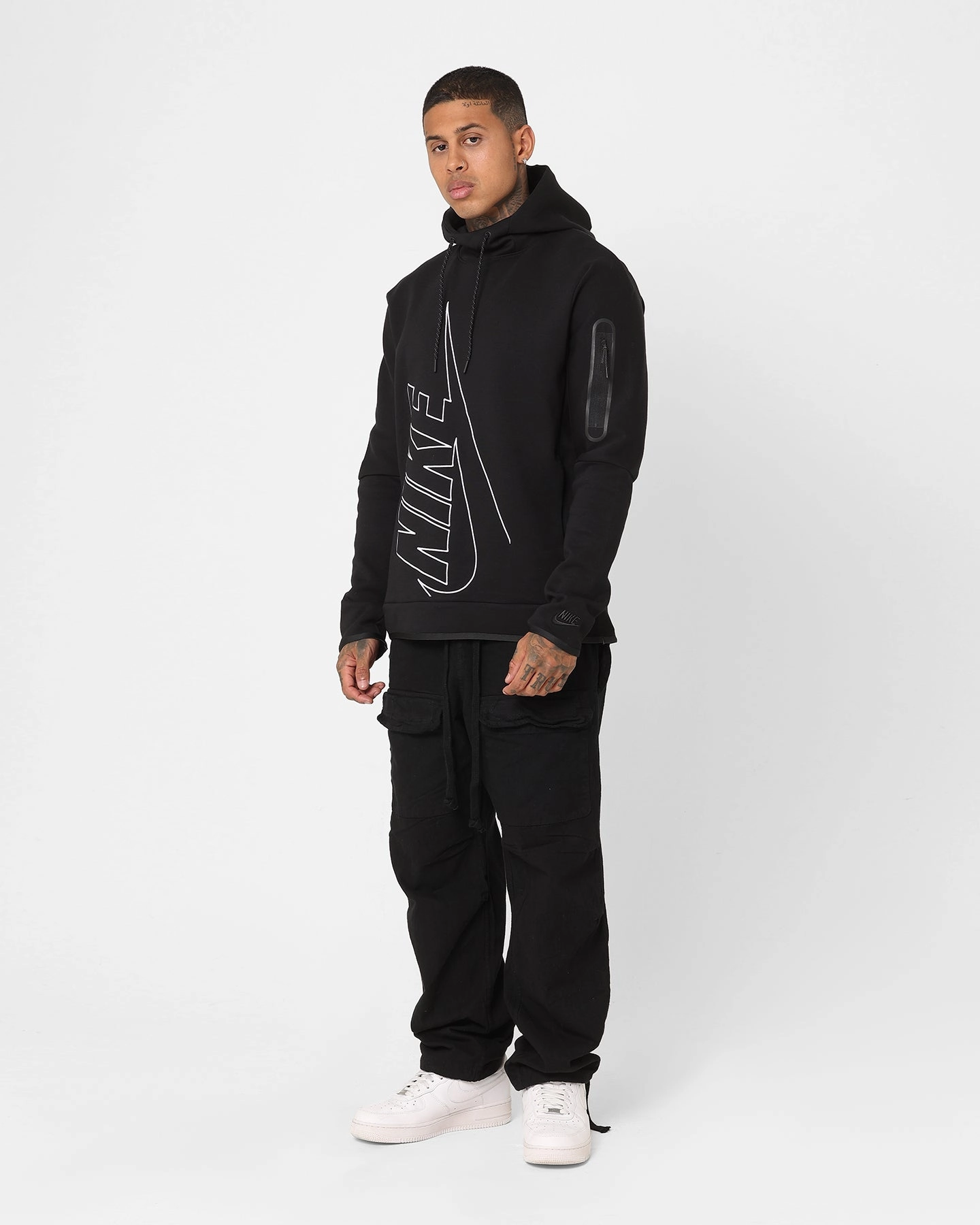 Nike Tech Fleece Graphic Pullover Hoodie Black/Black All-Season Outerwear