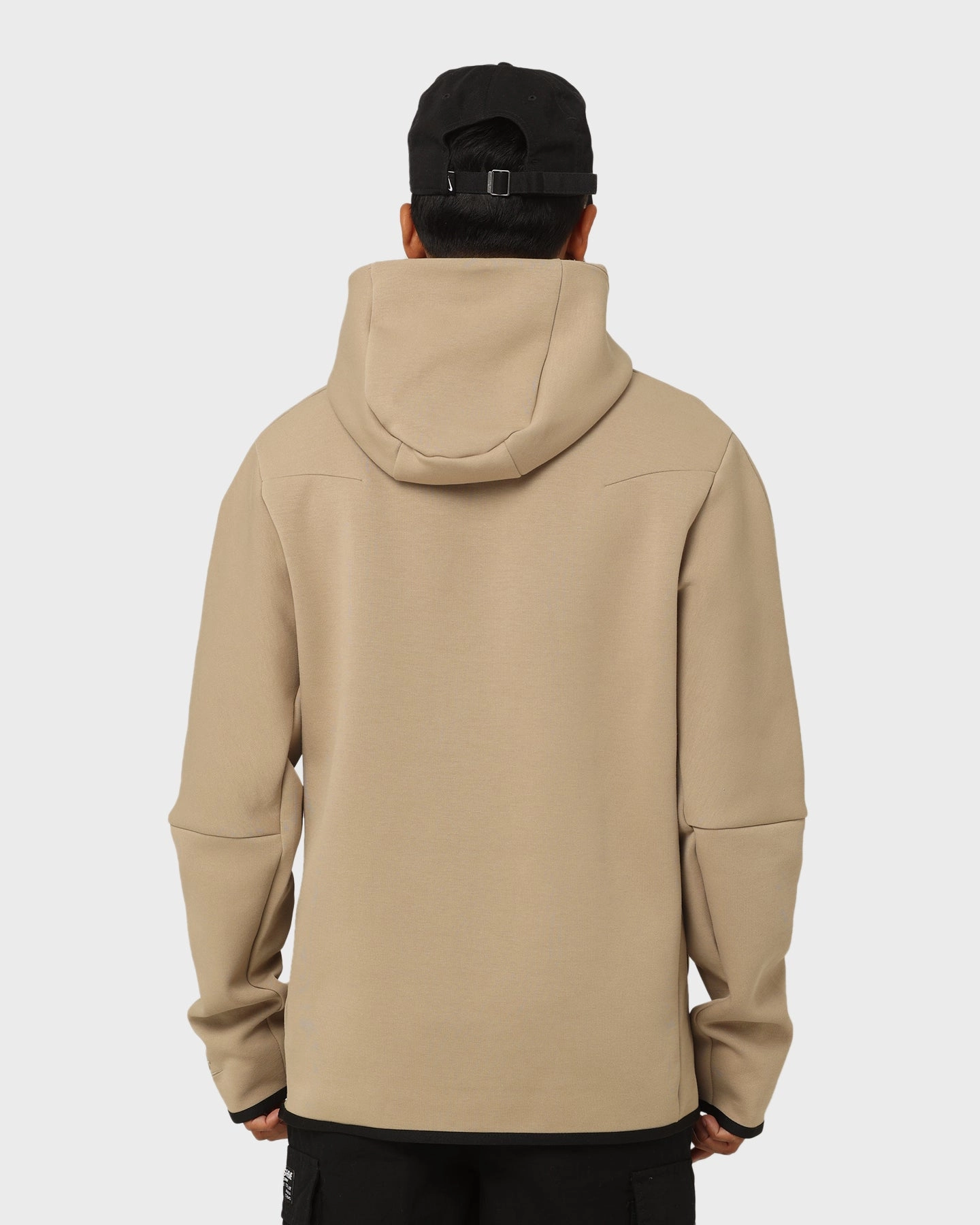 Minimal Form Convertible Collar Nike Tech Fleece Graphic Pullover Hoodie Khaki/Khaki