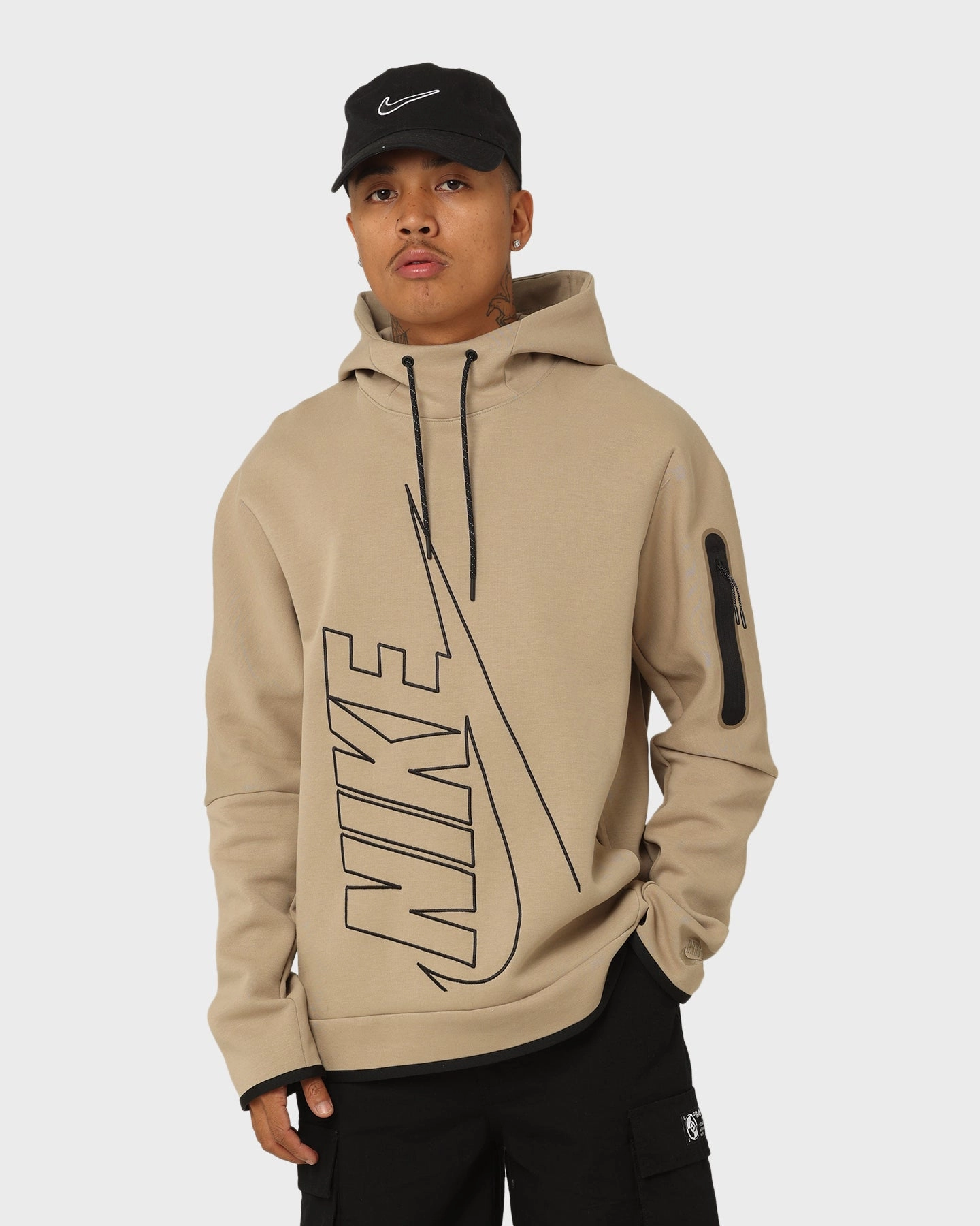 Box Respect Nike Tech Fleece Graphic Pullover Hoodie Khaki/Khaki