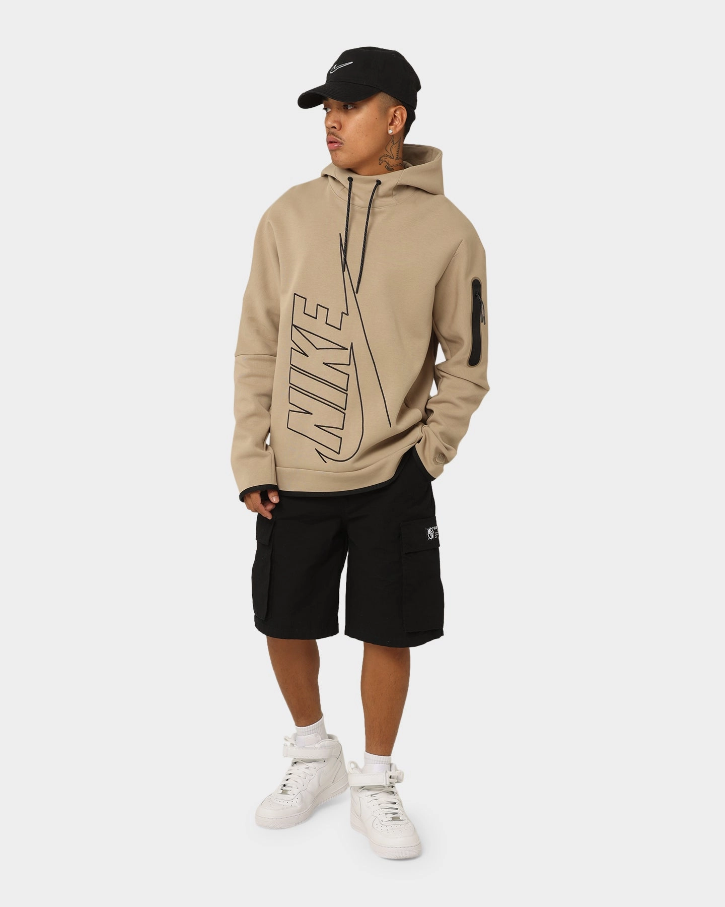 Nike Tech Fleece Graphic Pullover Hoodie Khaki/Khaki Collar Options Merchandise