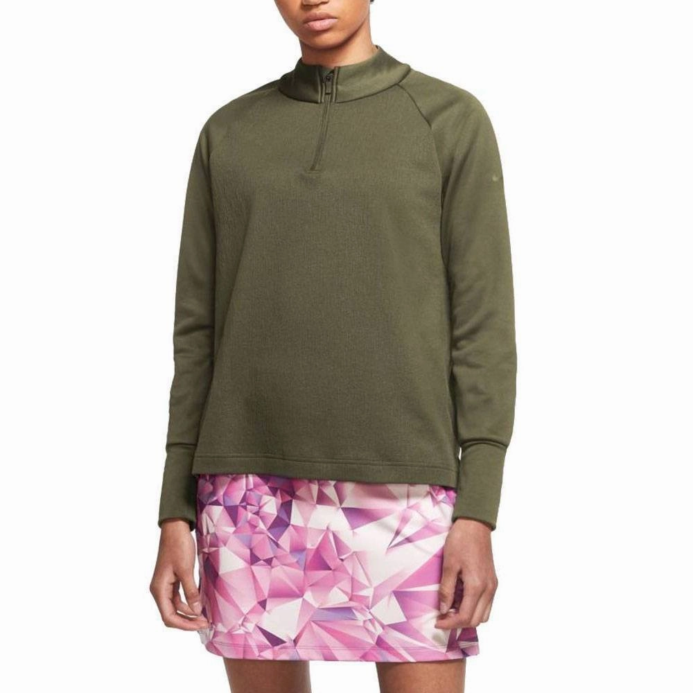 High Collar Structure Neutral Street Style Nike Therma Half-Zip Golf Pullover Medium Olive - FW20 Women