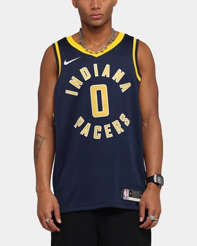 Nike Tyrese Haliburton Indiana Pacers #0 Icon Edition 2022/23 Nike Dri-Fit NBA Swingman Jersey College Navy Flexible Design Non Restrictive Cuffs