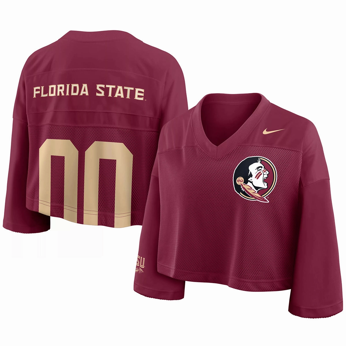 Trendy Vibe Fresh Comfort Style Nike Women's Florida State #00 Crop Jersey - Garnet