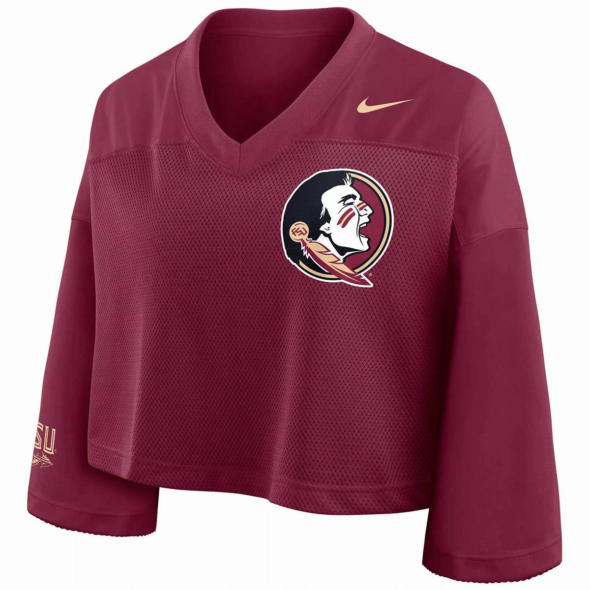 Nike Women's Florida State #00 Crop Jersey - Garnet Durable Collar Construction