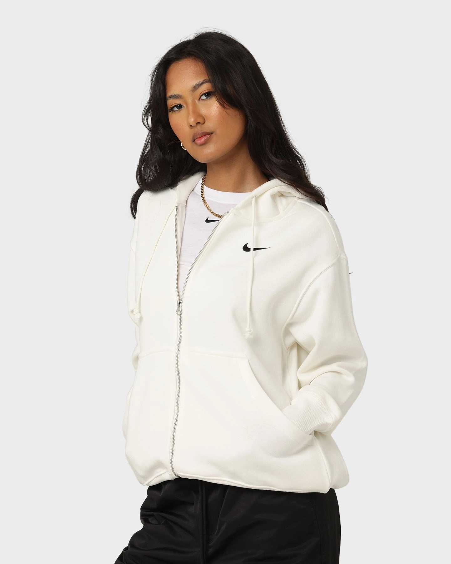 Perseverance Nike Women's Nike Sportswear Style Fleece Full-Zip Oversized Hoodie Sail/Black