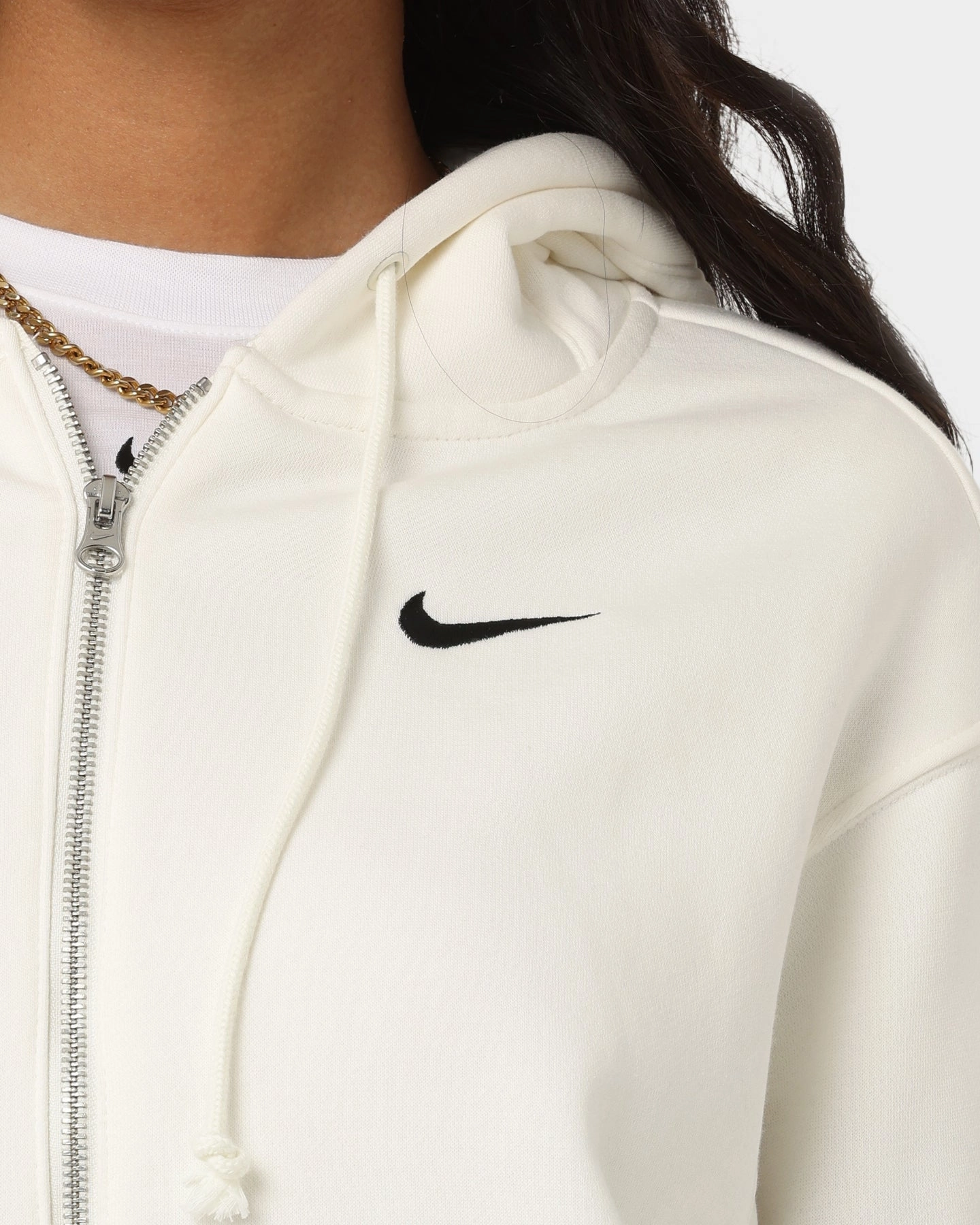 Red Nike Women's Nike Sportswear Style Fleece Full-Zip Oversized Hoodie Sail/Black