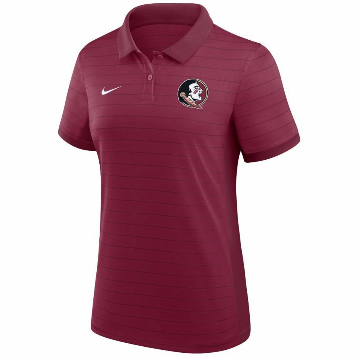 Nike Women's Seminole Logo Dri-fit Victory Stripe Polo - Garnet No Shrink Technology