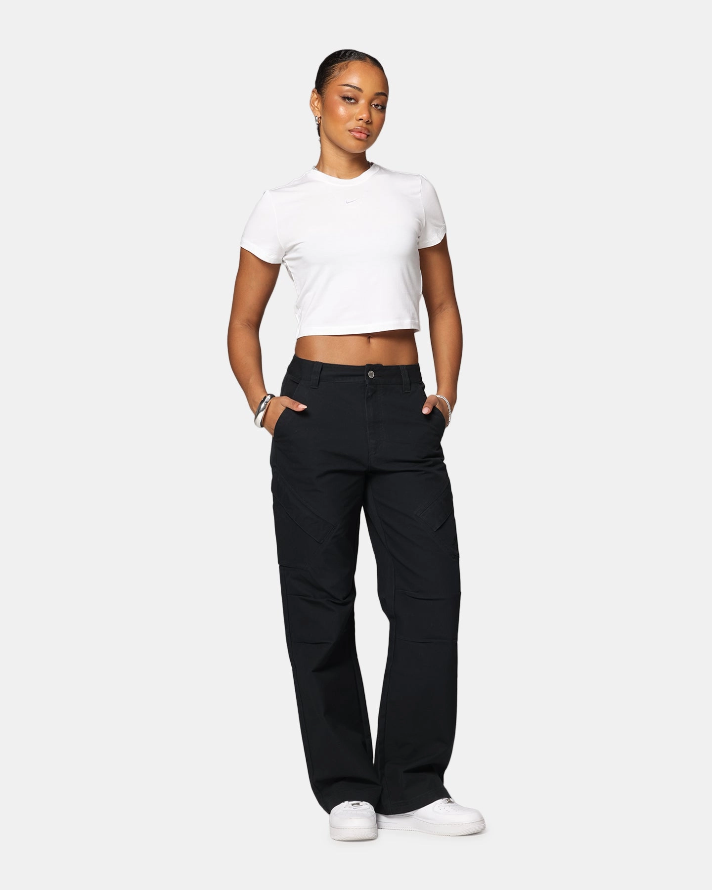 Nike Women's Sportswear Chill Knit Crop T-Shirt White/White Casual Everyday GarmentDyedTexture