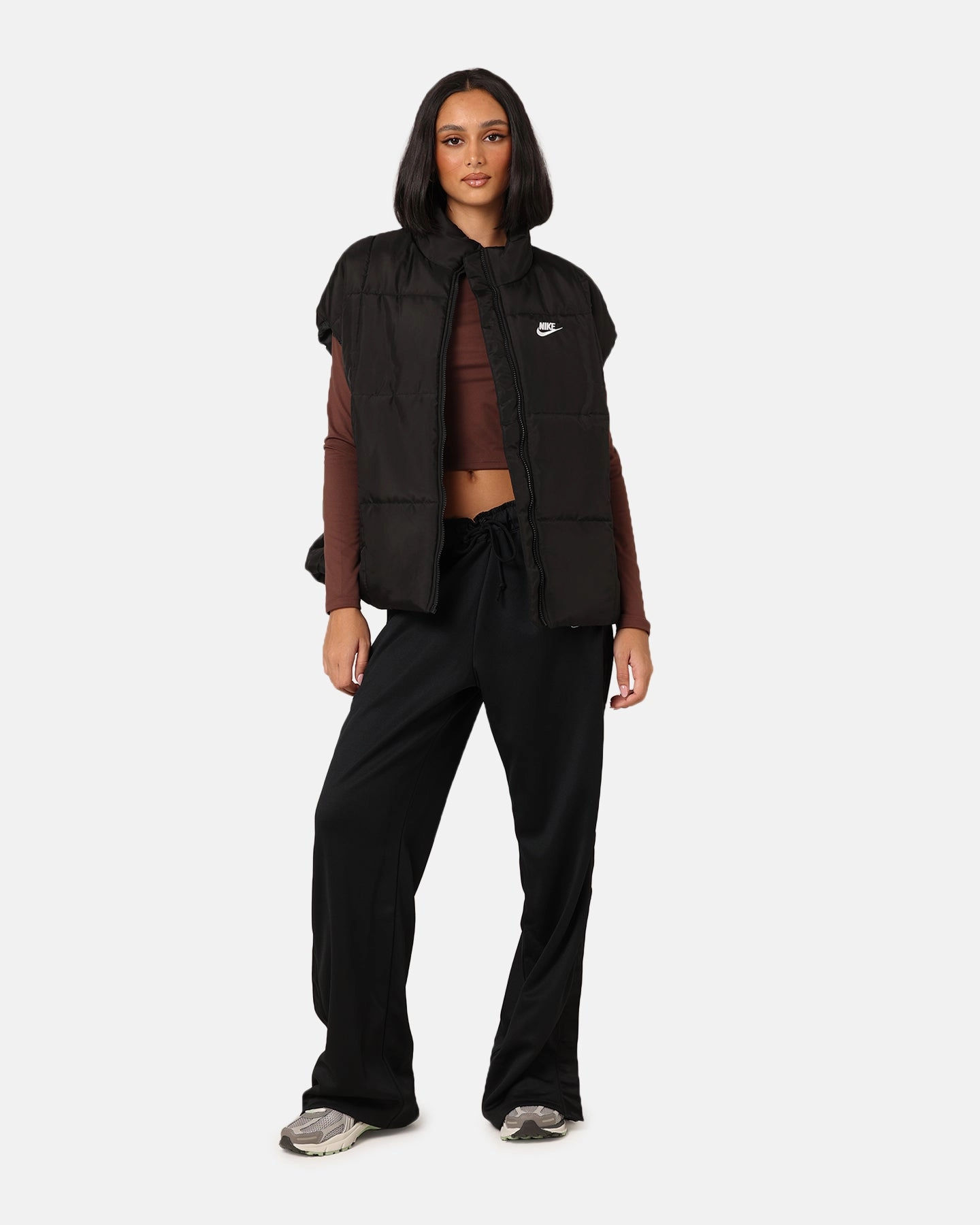 Double Stitched Edging Hiking Ready Nike Women's Sportswear Classic Puffer Therma-FIT Loose Vest Black/White