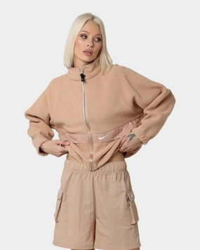 Non Irritating Seams Nike Women's Sportswear Essential Sherpa Jacket Hemp