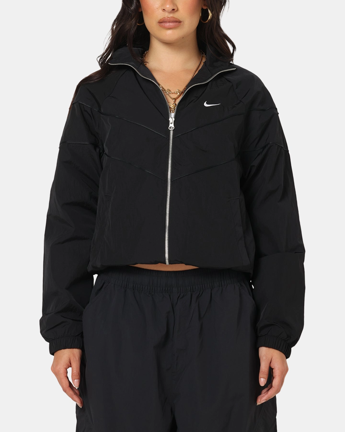 Compete suitable for charity events Nike Women's Sportswear Loose UV Woven Full-Zip Jacket Brown/Black
