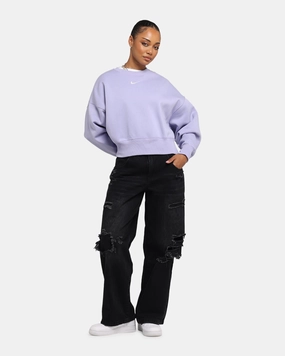 Recycled Polyester Heavy Duty Zippers Nike Women's Sportswear Phoenix Fleece Crewneck Lilac Ice