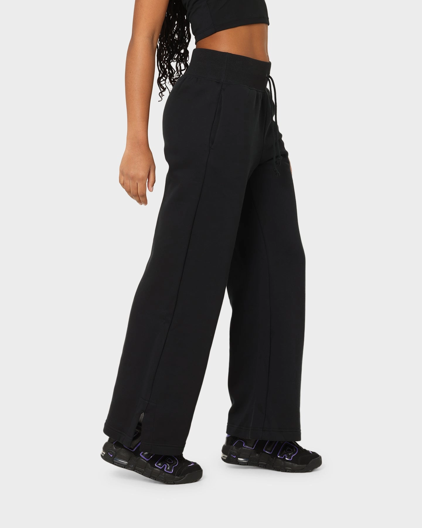 Comfortable Movement Versatile use Nike Women's Sportswear Phoenix Fleece High Waisted Wide Leg Sweat Pants Black/Sail