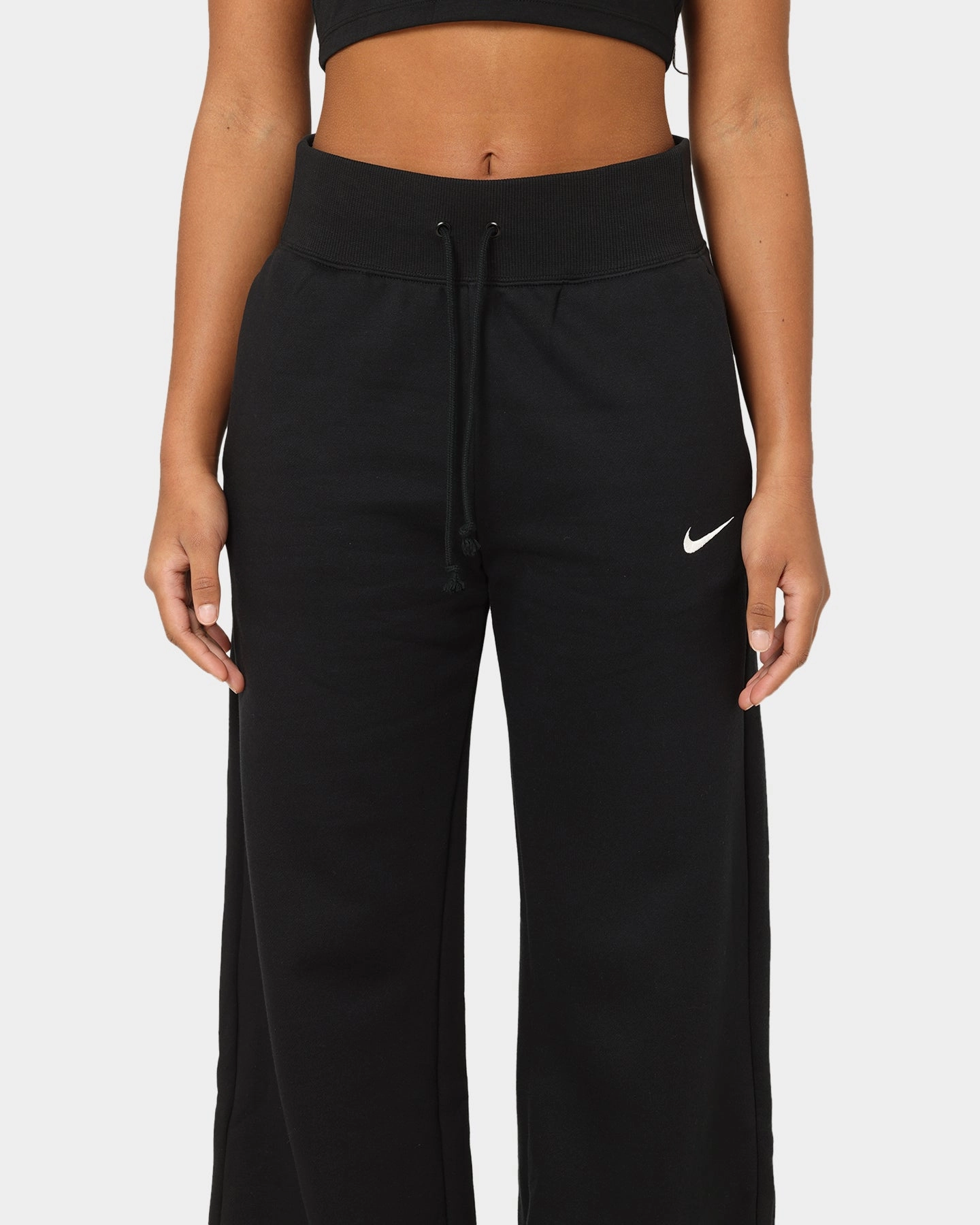 Nike Women's Sportswear Phoenix Fleece High Waisted Wide Leg Sweat Pants Black/Sail slim fit