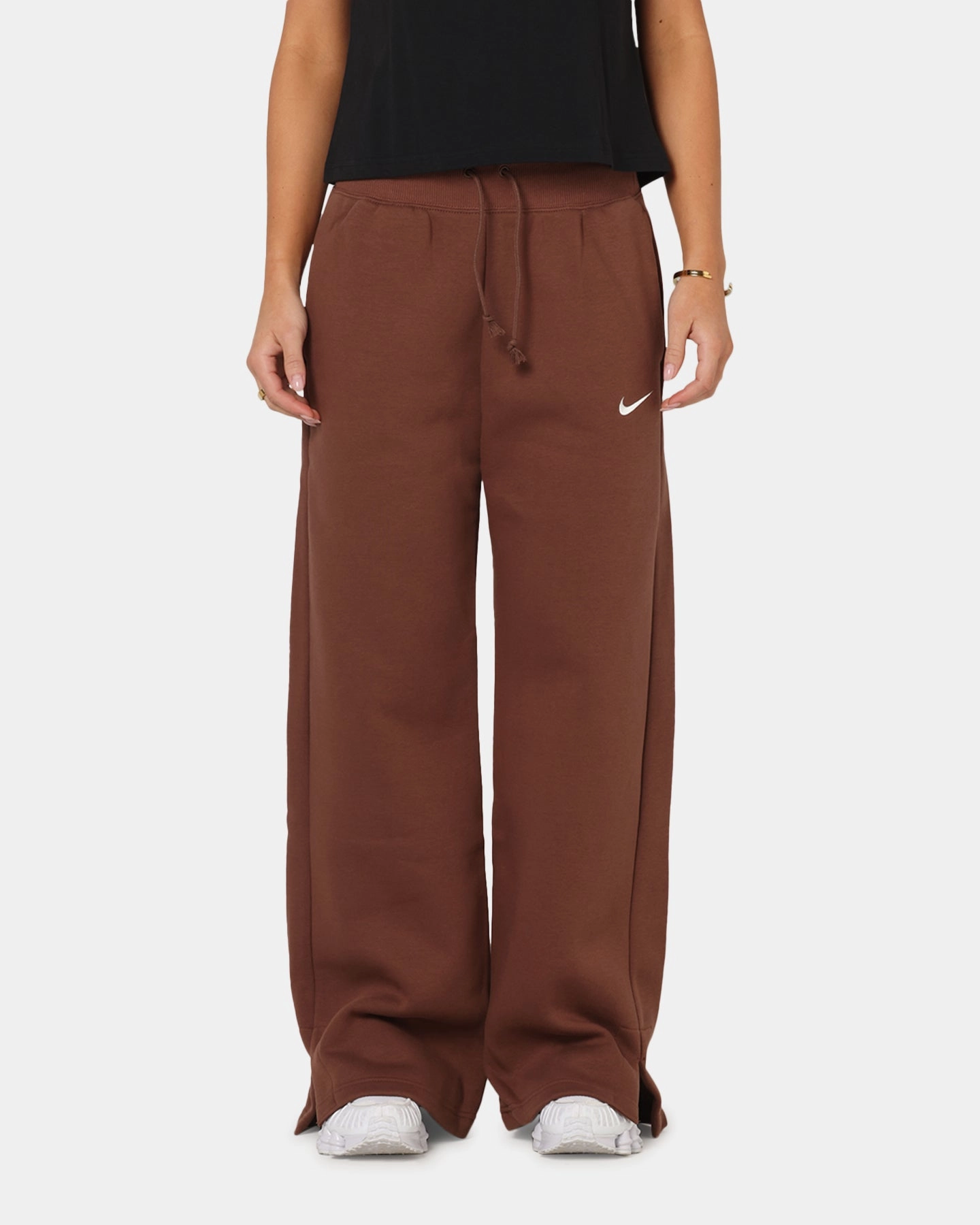 Nike Women's Sportswear Phoenix Fleece High Waisted Wide Leg Sweat Pants Fauna Brown/Sail Fashion Stretch
