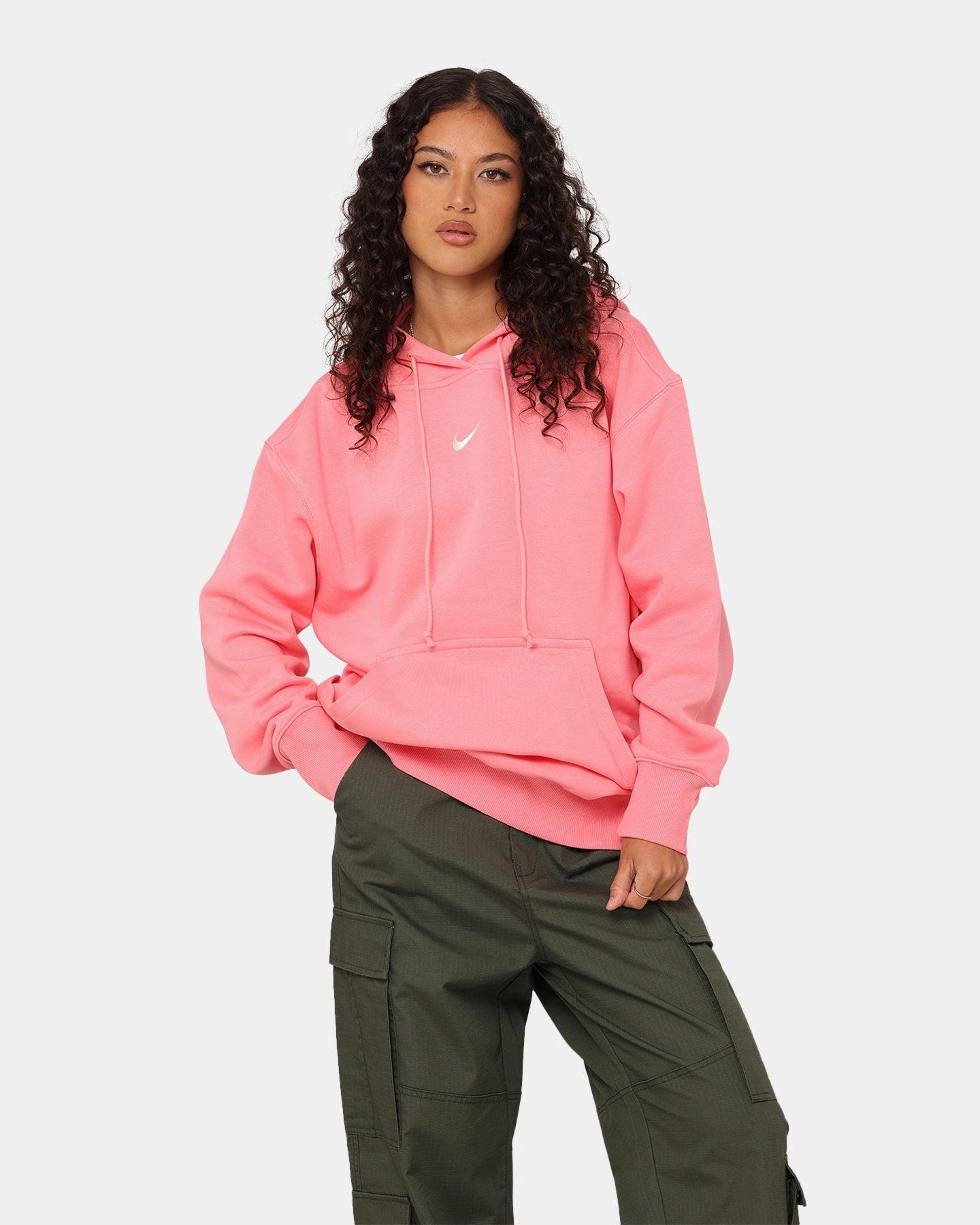 Nike Women's Sportswear Phoenix Fleece Oversized Pullover Hoodie Coral Chalk/Sail Culture