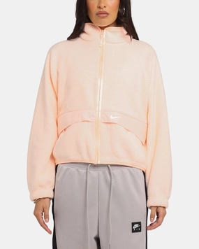 Nike Women's Sportswear Sherpa Jacket Crimson ConvertibleCollar Anti Slip Shoulder Pads