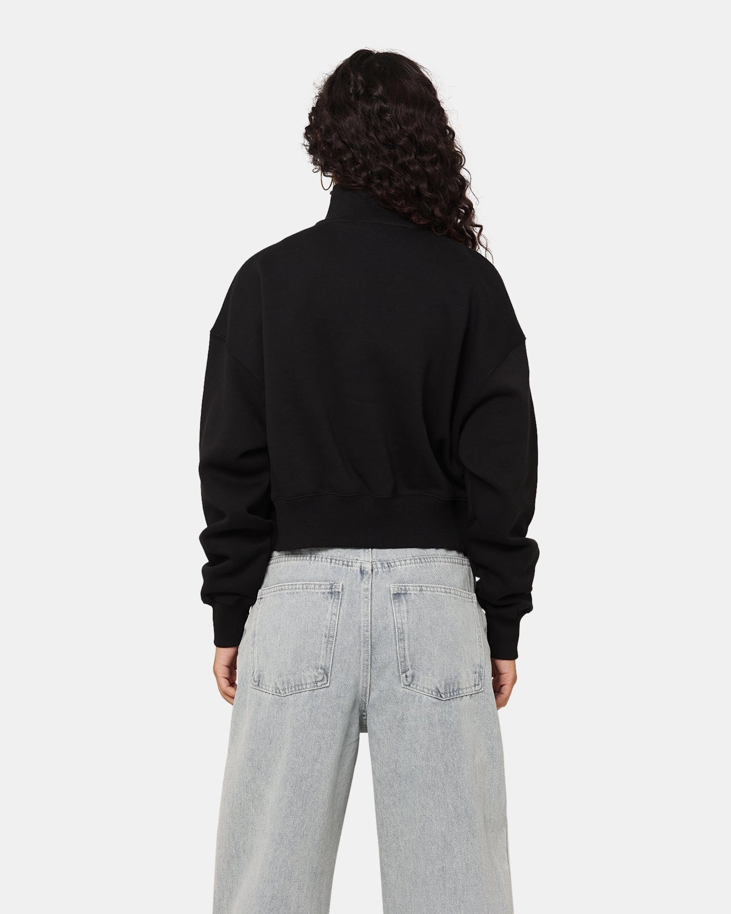 Elastic hem Nike Women's Sportswear Style Phoenix Fleece Cropped Half Zip Sweatshirt Black/Sail