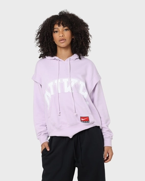 design Stand Up Collar Nike Women's Sportswear Team Nike Fleece Hoodie Doll/White