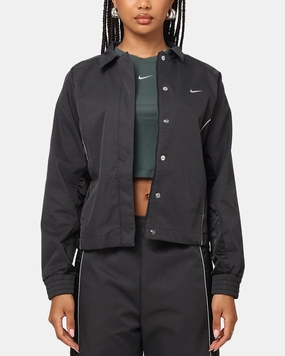 Ventilated Back Panel Comfort Fit Silhouette Nike Women's Sportswear Woven Full Zip Jacket Black/Black