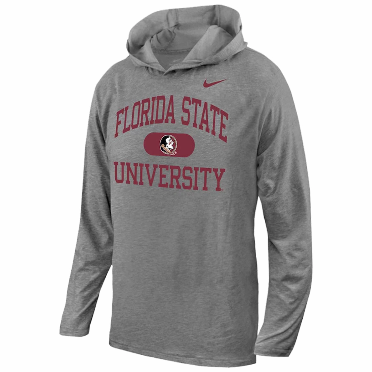 Nike Youth Florida State University/Seminole Logo Design Long Sleeve Hooded T-shirt - Dark Heather Floral Pattern