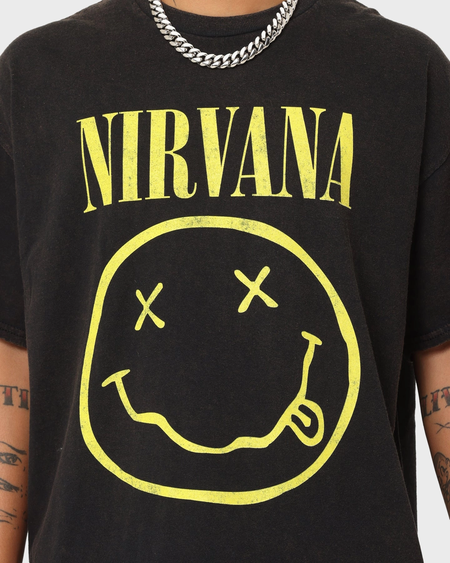 Weekend Smart Look Nirvana Smiley Vintage Tee Washed Black