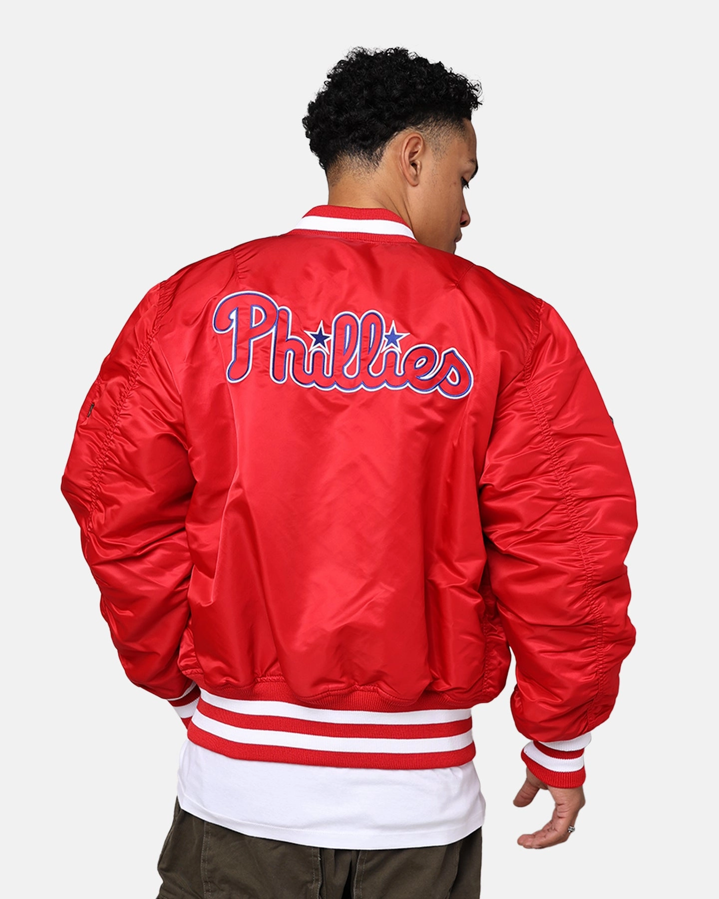 New Era X Alpha Series X MLB Philadelphia Phillies MA-1 Bomber Jacket Red Protective Outer Layer Observe