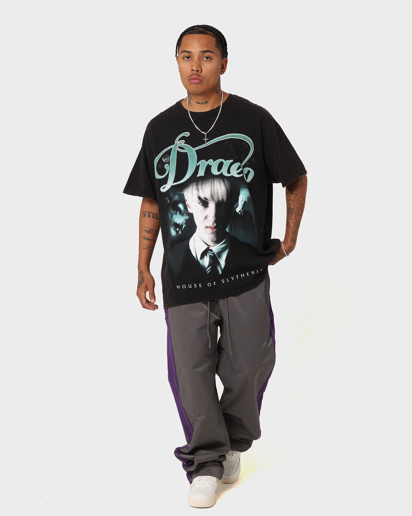 Relax Outfit Layerable Look American Thrift X Harry Potter Draco Vintage T-Shirt Black Wash